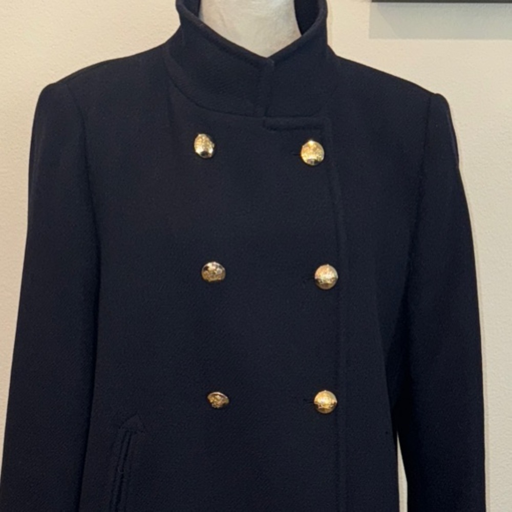 Zara Navy Pea Coat with Gold Buttons XL